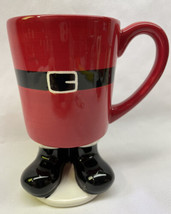 Santa Bottom Half Mug Christmas Holiday Boots Belt Coffee Mug Red - £7.42 GBP