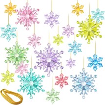 51 Pcs Colorful Snowflake Ornaments Acrylic Snowflake Pendants for Chris... - $32.51