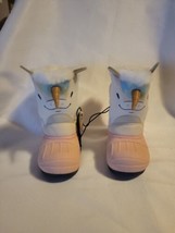 Cat &amp; Jack Light Pink &amp; White Frankie Unicorn Toddlers Winter Boots sz 5 Waterpr - £23.32 GBP