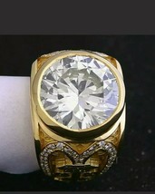 6Ct Round Cut D/VVS1 Diamond Custom Unique Mens Ring 14K Yellow Gold Plated - £93.38 GBP