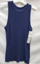 Women's XS Slim Fit Ribbed High Neck Tank Top - A New Day Navy  image 2