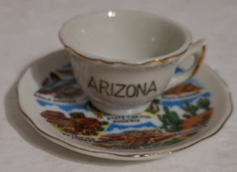 Vtg Arizona Souvenir Miniature Cup Saucer Set Landmarks Tea Retro Japan - £7.49 GBP