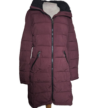 Red Hooded Knee Length Stretch Parka Jacket Size Small - £42.52 GBP