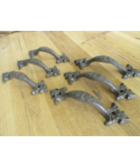 6 Cast Iron RUSTIC Barn Handle Gate Pull Shed Door Handles 6 1/4&quot; Drawer... - £19.65 GBP