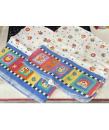 Vintage Fisher Price Receiving Blanket Lot Checkered Animals Primary Col... - $19.79