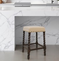 24&quot; Cream And Espresso Solid Wood Backless Counter Height Bar Chair - $288.25 CAD