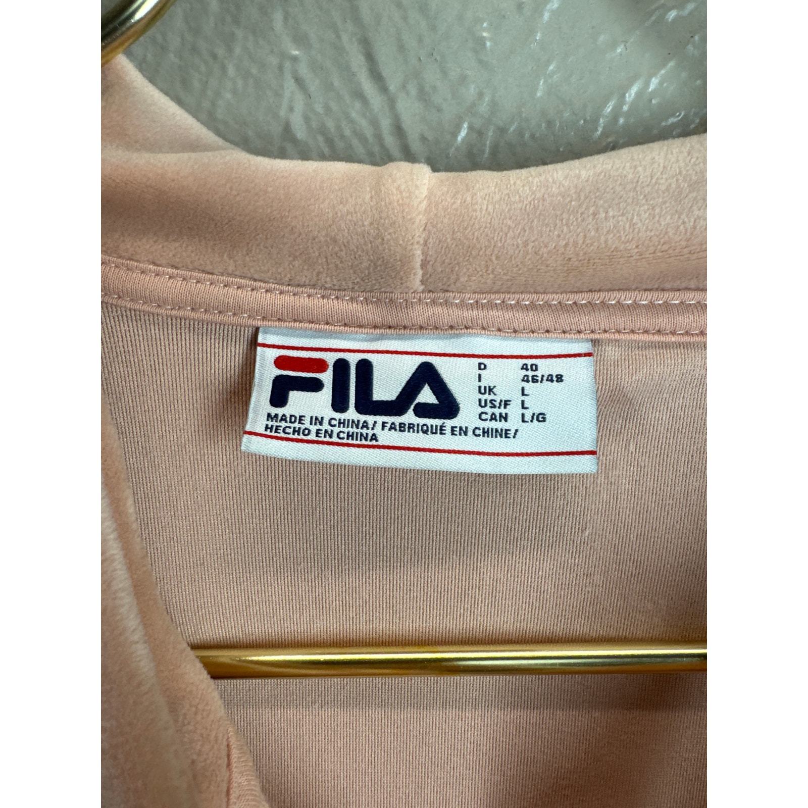 Fila Womens Velour Quarter Zip Hoodie Misty Rose Luxe Lounge Size Large Item image 4