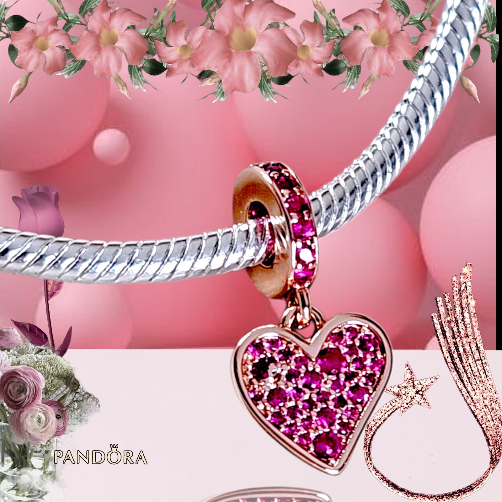 Pandora Charm, Rose Gold Plated Red Freehand Heart  #789565C01 US SELLER  Item image 5