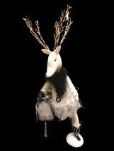 Jingles &amp; Joy Ice Skating Christmas Reindeer Black &amp; White Holiday Decor... - $35.37