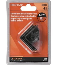 Hillman 853930 Double Wide Corner Brace Black 1-1/2&quot;, 4-Pack - £18.27 GBP