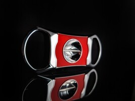 Brizard and Co Racing Red Leather V Cigar Cutter and carrying case New image 12