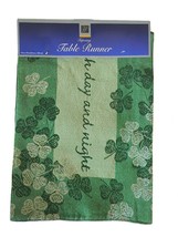  St Patrick&#39;s Table Runner Day Green Shamrocks Good Luck Tapestry 13x72&quot;   - $36.14