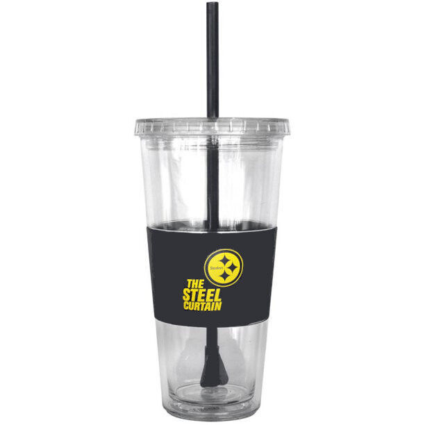 Pittsburgh Steelers NFL 22 oz Tumbler Cup Steel Curtain w/ Silicone Sleeve - $17.77