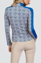 NWT TAIL ACTIVEWEAR Royal Blue Tan PRESTIGE Long Sleeve Mock Golf Shirt - L image 2