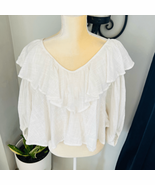 FREE PEOPLE Zuri Ruffle Blouse, Cut Out Back, Summer Boho, Ivory, Small ... - $1,138.30 MXN