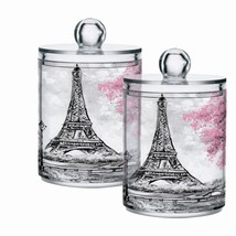 2 Pack Pink Eiffel Tower Qtip Dispenser 10 Oz Bathroom Organizer - $867.13 MXN