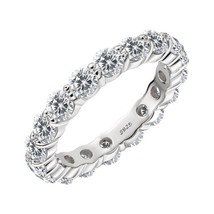 3 mm Full Eternity CZ Simulated Women Wedding Band 14k White Gold Plated Ring - £43.84 GBP