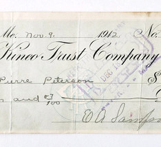 1912 Kineo Trust Company Bank Check E.A. Sampson Dover Maine Signed 984 ... - $369.57 MXN