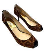 michael kors york womens cheetah print calf-hair peep toe 3 in. pumps si... - $620.43 MXN