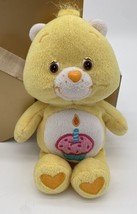Vintage 2002 Care Bear Birthday Bear 8&quot; Yellow Cupcake Plush Stuffed Animal - £7.43 GBP