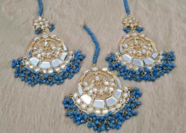 High Quality Rich People Kundan Jewelry Earrings Tikka Set Women Girl Gift - £33.75 GBP