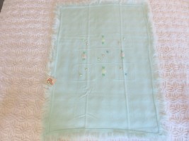 Nos AL-DINO Acrylic Embroidered Mint Green Baby Blanket - 28&quot; X 38&quot; - £11.99 GBP