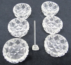 6 Open Salt Dish Cellars 1 Spoon Cut Glass Crystal Vintage Bohemian US Seller  C - £36.58 GBP