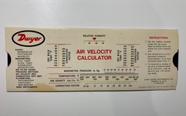Dwyer Instruments - AIR VELOCITY CALCULATOR Slide Chart 1974 - $14.85