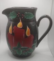 CHRISTMAS Handmade Water Pitcher Candle And Holly Decor - £14.90 GBP