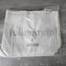 Lululemon Double Handle Canvas Tote Bag 17L Natural Black Strap Shopping... - $41.58