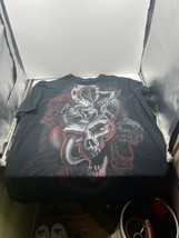 90s VINTAGE WIZARD DRAGON SKULLS T Shirt XXL All Over Print FRUIT OF LOOM - $44.54