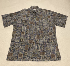 Pierre Cardin Island Patterned Hawaiian Style Button Up Pocket Shirt Size L - $12.19