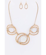 Shell Disks &amp; Wired Hoops Statement Necklace Set - £10.22 GBP