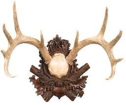 Plaque MOUNTAIN Lodge Whitetail Deer Anters White Resin Highly Detailed ... - $599.00
