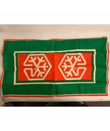 Vintage Christmas Linen Tea Towel, Red Green Kitchen Towel, Snowflake Re... - £19.46 GBP