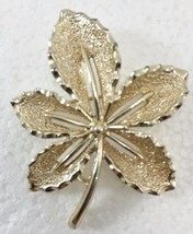Sarah Coventry Goldtone Leaf Pin Brooch 1.5&quot; wide 2&quot; high Vintage  - £15.24 GBP