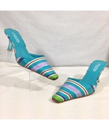 MODA Womens Slip on Heel Shoes Model Rumor2 Heels Turquoise Stripe Sz 9M - £13.53 GBP