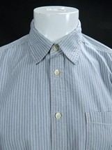 Mens H&M LOGG Striped Long Sleeve Button Front Blue Cotton Shirt Size Large - $21.99