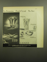 1960 Daum and Lalique Crystal Advertisement - Vega Vase and Bowl - $14.99