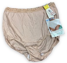 New Vtg 80s Warner&#39;s Nude Perfect Measure Cotton Panties Briefs Lace Trim Sz 7 - £15.08 GBP