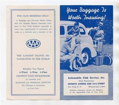 Your Baggage is Worth Insuring AAA Brochure 1940&#39;s Automobile Club Service  - $13.86