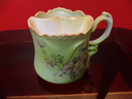 Moustache cup NIPPON Japan, gorgeous soft green  color and flowers[*74] - £34.95 GBP