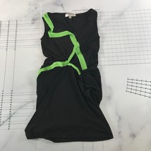 Sohung Designs Shift Dress Womens Small Black Lime Green Zippers Sleeveless - £58.90 GBP