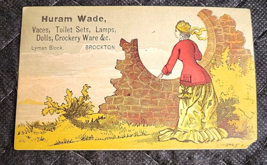 Victorian Trading Card Huram Wade Vaces Toilet Sets, Lamps, Dolls, Crock... - £6.71 GBP