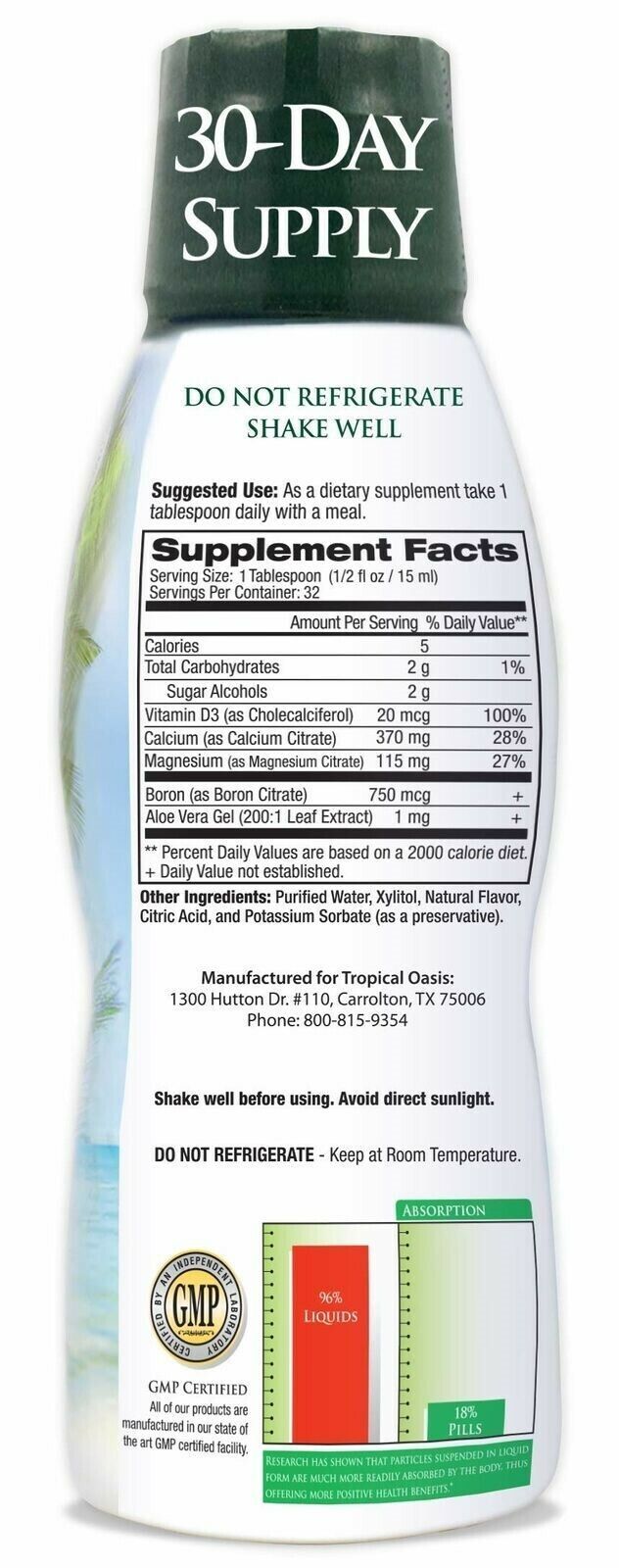 Tropical Oasis Liquid Calcium & Magnesium - Natural formula w/ support for st... - $41.43