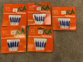 5 Pack / 5 Bulbs Vintage Noma Replacement Christmas Blue Mini Bulbs - £14.84 GBP