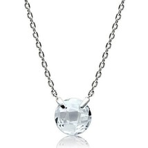 Beautiful Round Cut Simulated Diamond Solitaire Rhodium Plated Necklace 16&quot; - £37.78 GBP