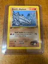 Brock&#39;s Rhyhorn Gym Challenge 70/132 Pokemon 1st Edition Card Common - $13.99