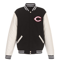 MLB Cincinnati Reds Reversible Fleece Jacket PVC Sleeves 2 Front Logos JHD - £94.38 GBP