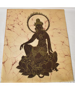 Vtg Buddha Goddess Screen Print on Rice Paper or Linen Religious Buddha ... - £39.16 GBP